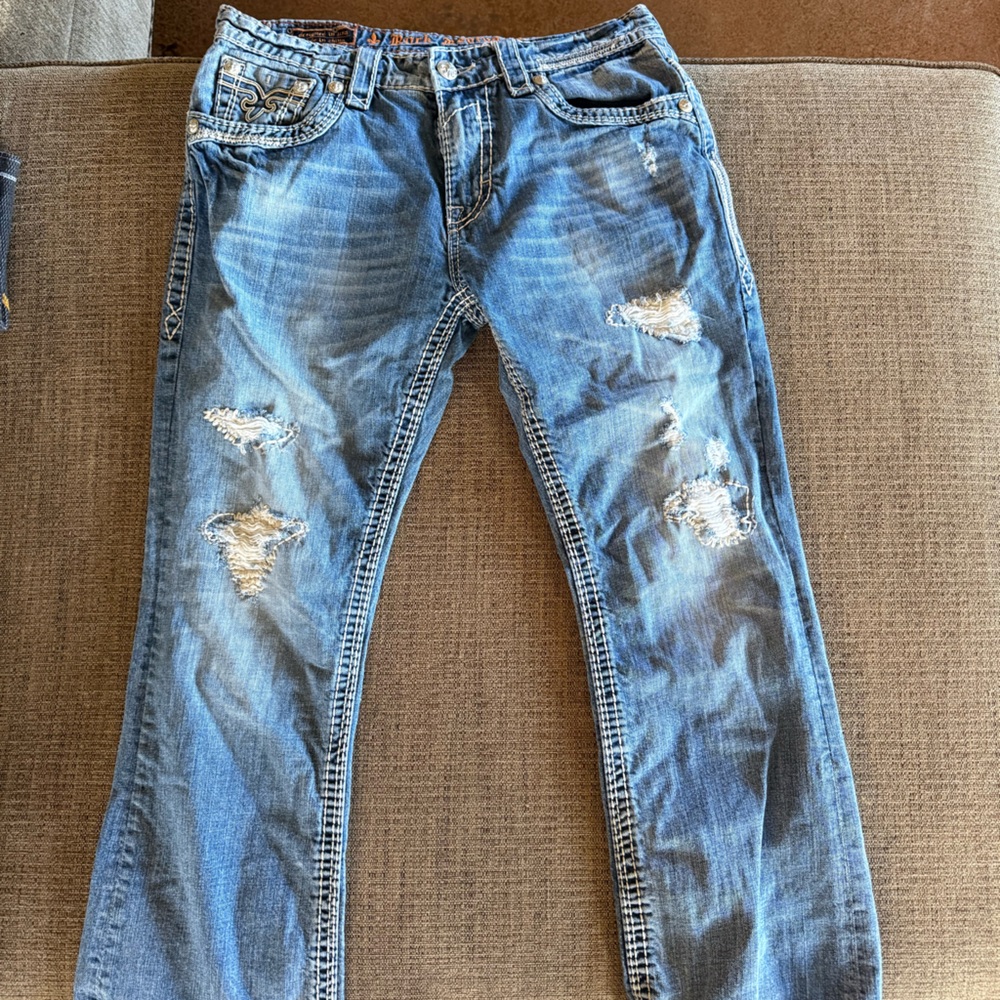Rock Revival Blue Distressed Jeans